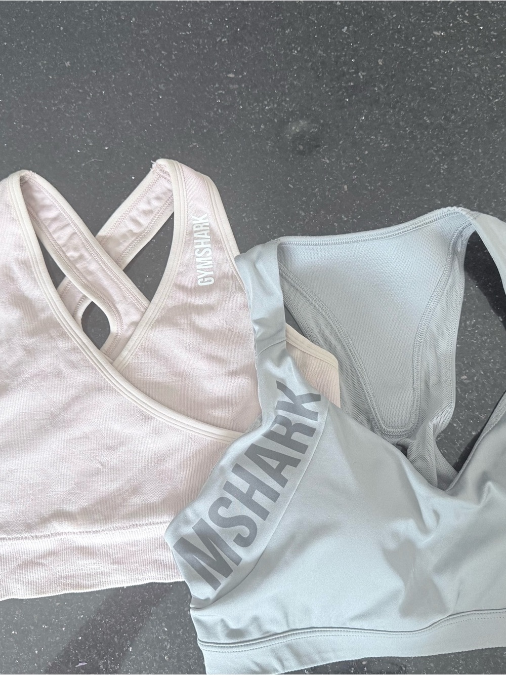 Gymshark Pale Pink & Light Gray Seamless Sports Bras